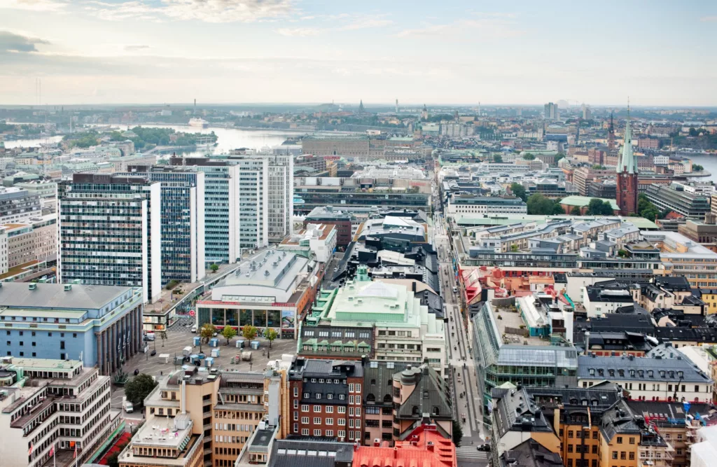 Flygbild över Stockholm city